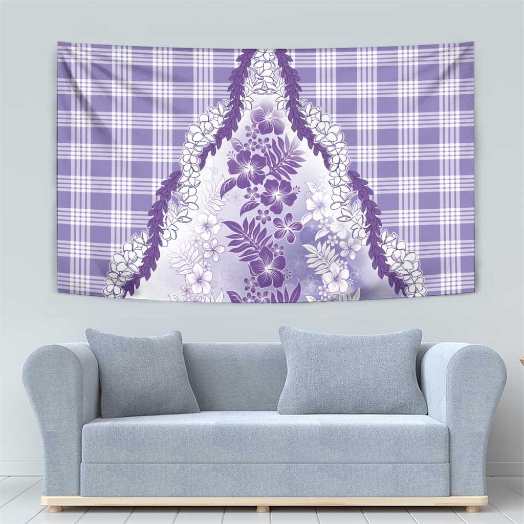 Aloha Hawaii Palaka Tapestry Purple Plumeria Lei - Polynesian Pride