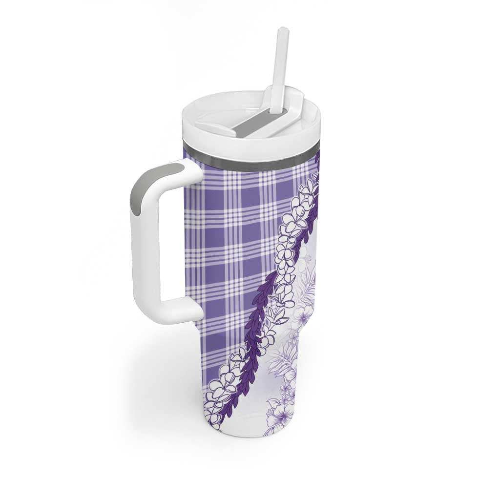 Aloha Hawaii Palaka Tumbler With Handle Purple Plumeria Lei - Polynesian Pride