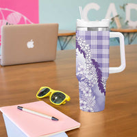 Aloha Hawaii Palaka Tumbler With Handle Purple Plumeria Lei - Polynesian Pride