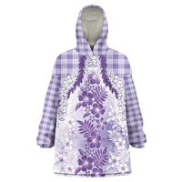 Aloha Hawaii Palaka Wearable Blanket Hoodie Purple Plumeria Lei LT05 One Size Purple - Polynesian Pride