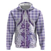 Aloha Hawaii Palaka Zip Hoodie Purple Plumeria Lei LT05 Zip Hoodie Purple - Polynesian Pride