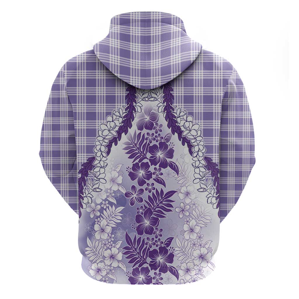Aloha Hawaii Palaka Zip Hoodie Purple Plumeria Lei LT05 - Polynesian Pride