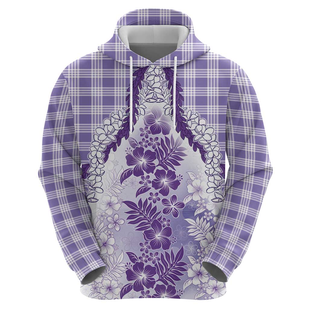 Aloha Hawaii Palaka Zip Hoodie Purple Plumeria Lei LT05 - Polynesian Pride