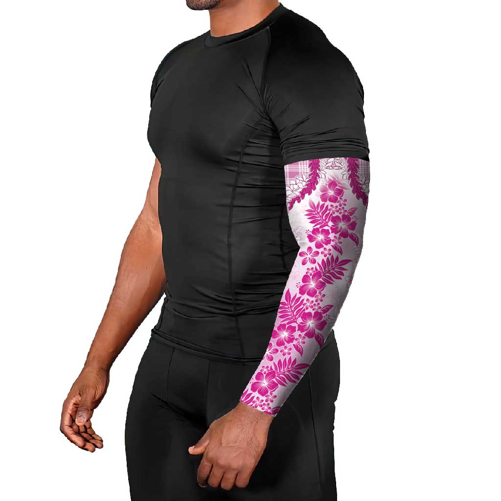 Aloha Hawaii Palaka Arm Sleeves Pink Plumeria Lei - Polynesian Pride