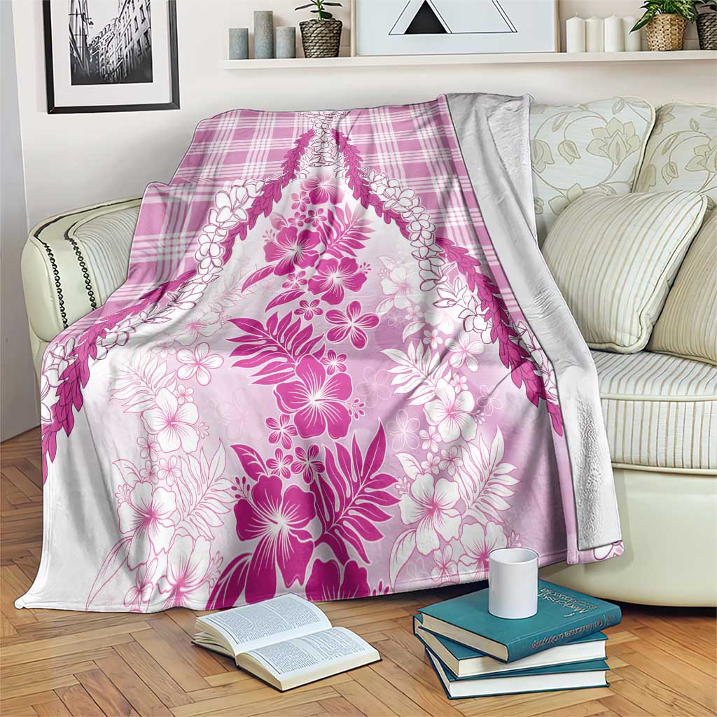 Aloha Hawaii Palaka Blanket Pink Plumeria Lei - Polynesian Pride