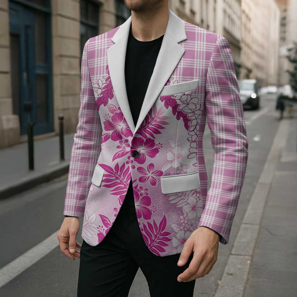 Aloha Hawaii Palaka Blazer Pink Plumeria Lei - Polynesian Pride