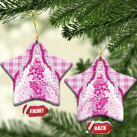 Aloha Hawaii Palaka Ceramic Ornament Pink Plumeria Lei - Polynesian Pride