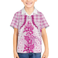 Aloha Hawaii Palaka Family Matching Mermaid Dress and Hawaiian Shirt Pink Plumeria Lei - Polynesian Pride