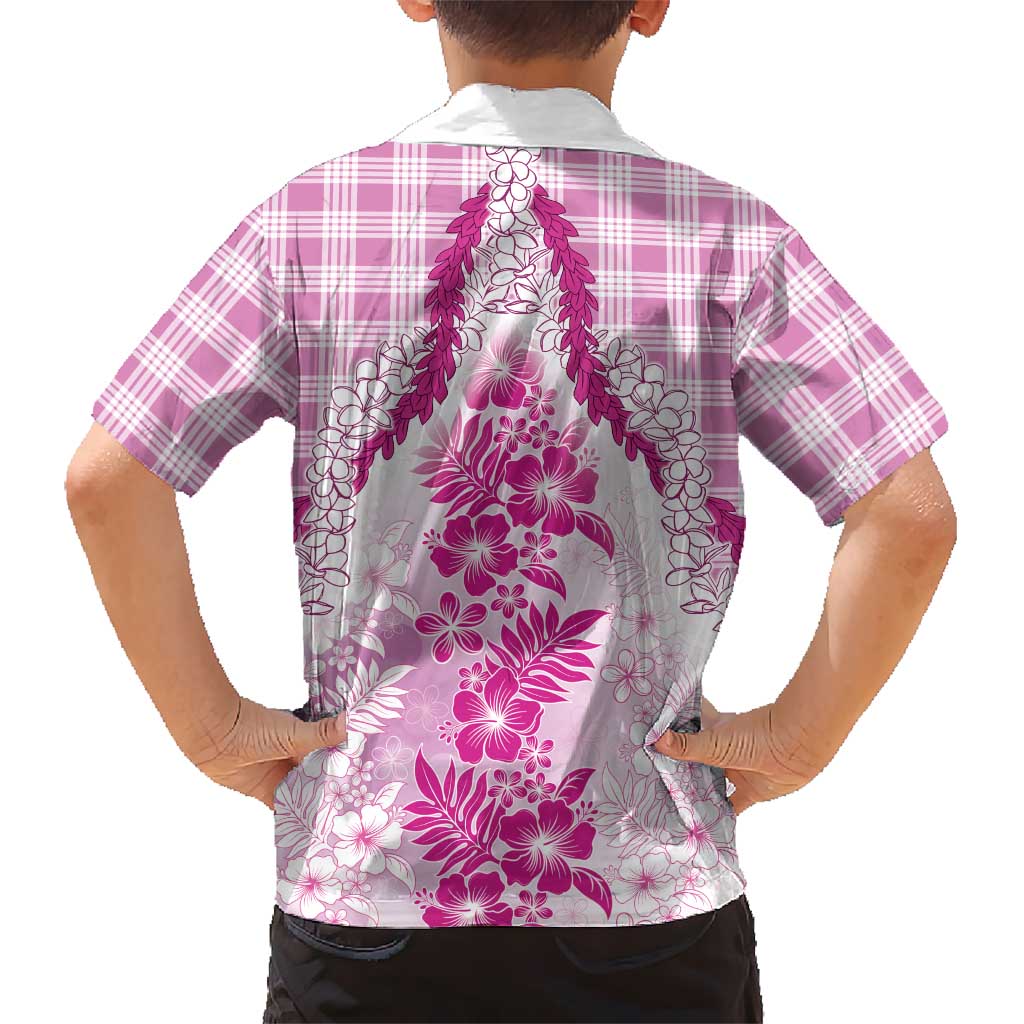 Aloha Hawaii Palaka Family Matching Puletasi and Hawaiian Shirt Pink Plumeria Lei - Polynesian Pride
