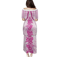 Aloha Hawaii Palaka Family Matching Puletasi and Hawaiian Shirt Pink Plumeria Lei - Polynesian Pride
