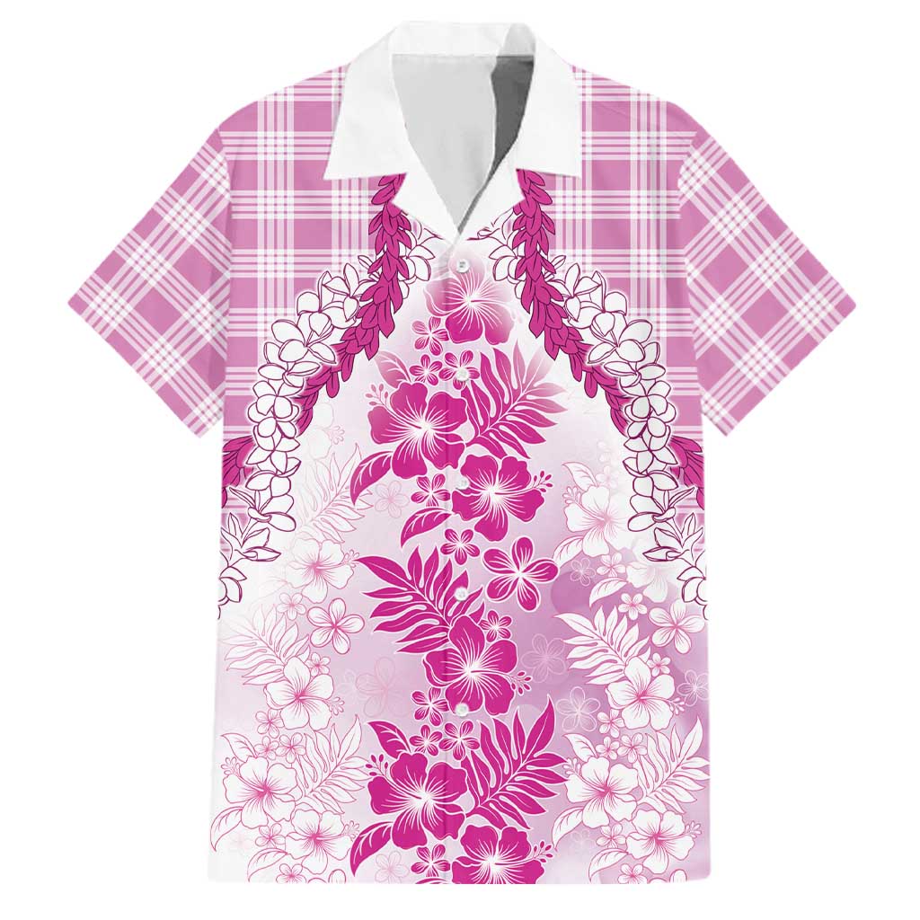 Aloha Hawaii Palaka Family Matching Summer Maxi Dress and Hawaiian Shirt Pink Plumeria Lei - Polynesian Pride