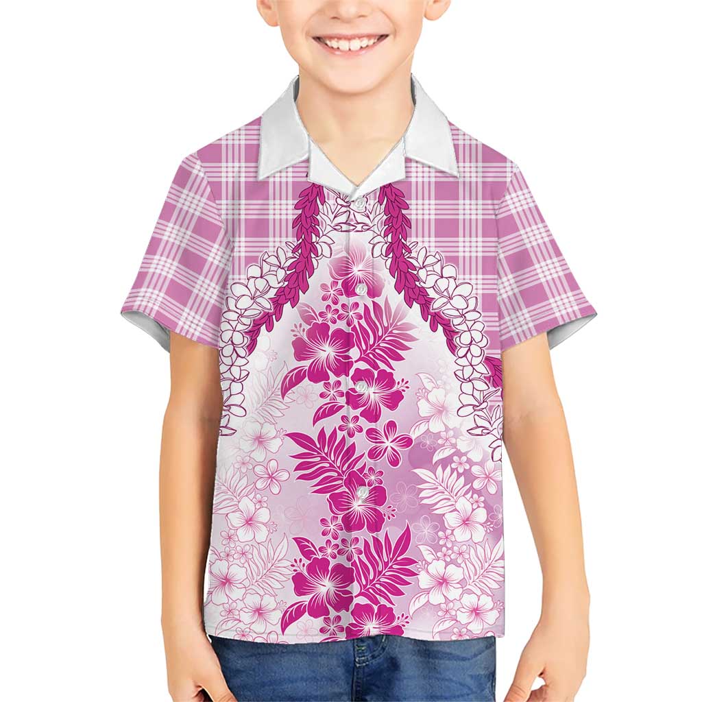 Aloha Hawaii Palaka Family Matching Summer Maxi Dress and Hawaiian Shirt Pink Plumeria Lei - Polynesian Pride