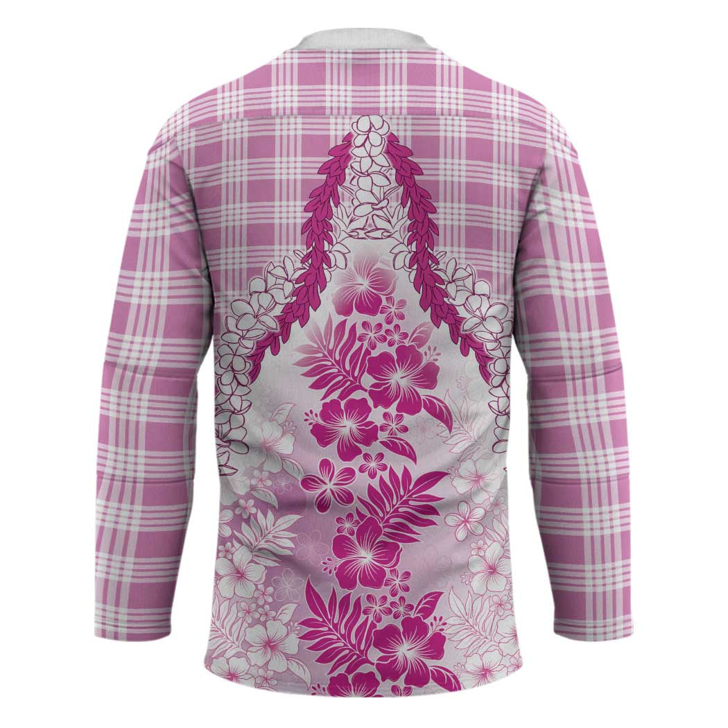 Aloha Hawaii Palaka Hockey Jersey Pink Plumeria Lei LT05 - Polynesian Pride