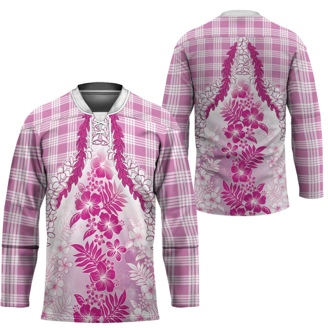 Aloha Hawaii Palaka Hockey Jersey Pink Plumeria Lei LT05 - Polynesian Pride