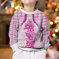 Aloha Hawaii Palaka Kid Ugly Christmas Sweater Pink Plumeria Lei - Polynesian Pride