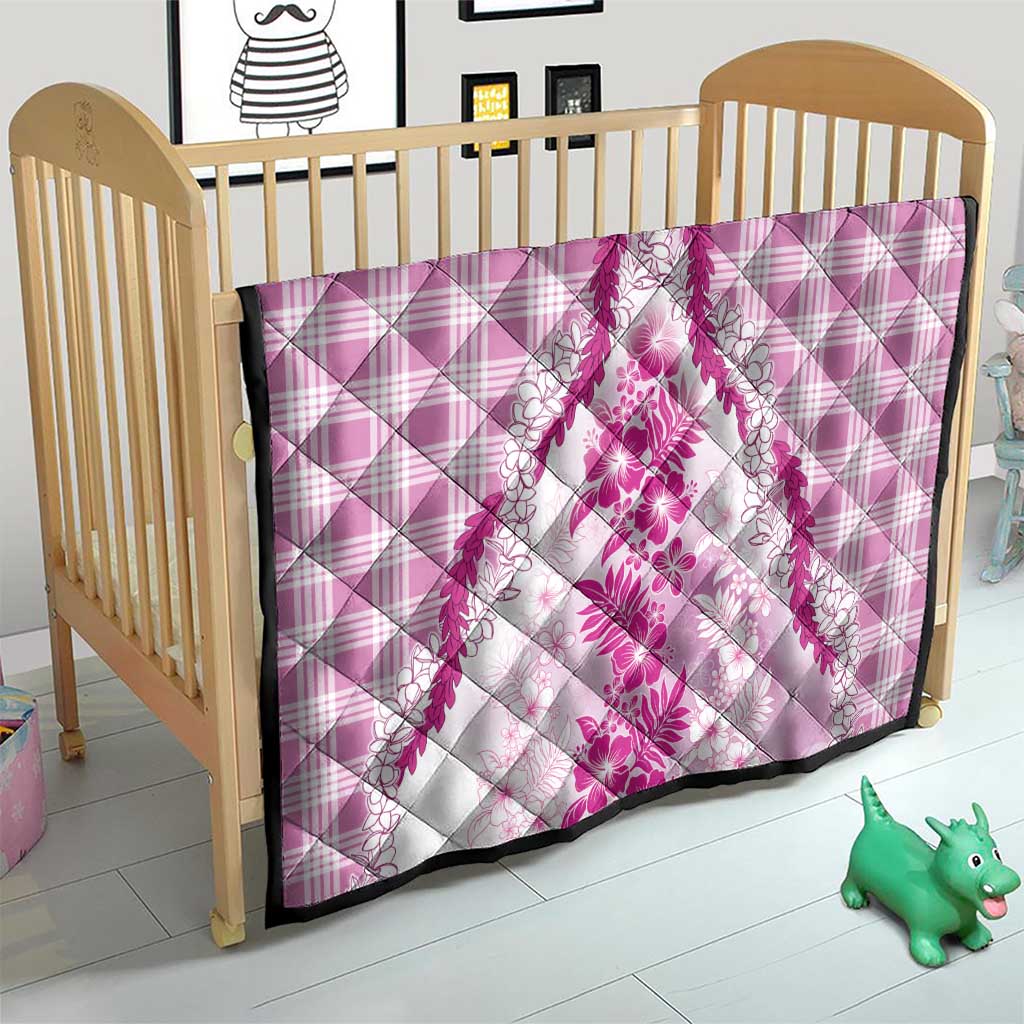 Aloha Hawaii Palaka Quilt Pink Plumeria Lei - Polynesian Pride