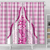 Aloha Hawaii Palaka Shower Curtain Pink Plumeria Lei - Polynesian Pride