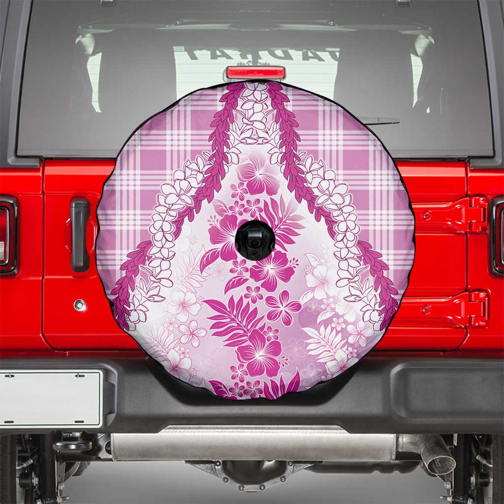 Aloha Hawaii Palaka Spare Tire Cover Pink Plumeria Lei - Polynesian Pride