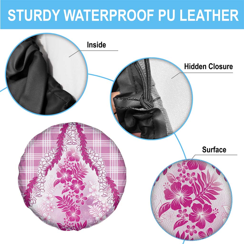 Aloha Hawaii Palaka Spare Tire Cover Pink Plumeria Lei - Polynesian Pride