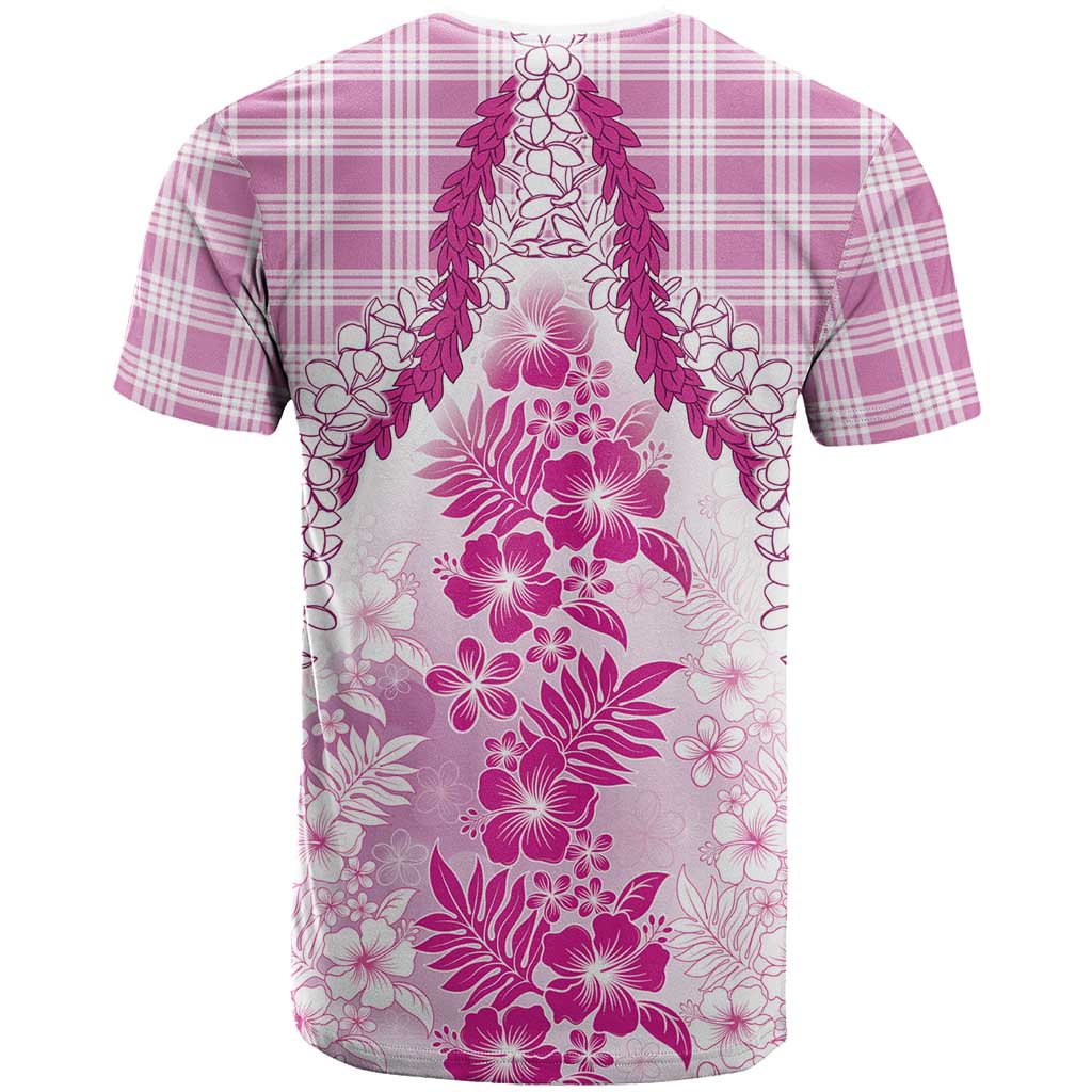 Aloha Hawaii Palaka T Shirt Pink Plumeria Lei - Polynesian Pride