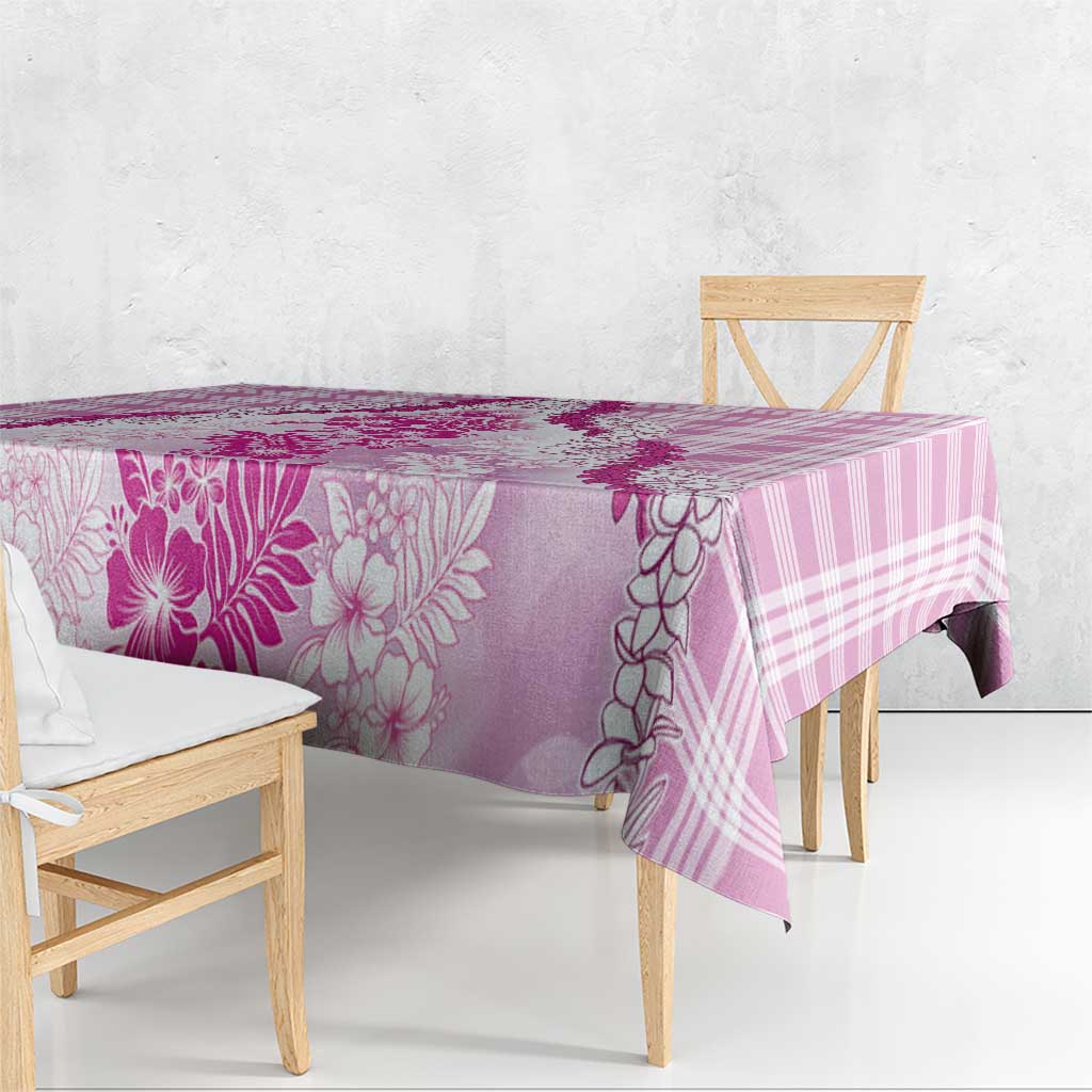 Aloha Hawaii Palaka Tablecloth Pink Plumeria Lei - Polynesian Pride