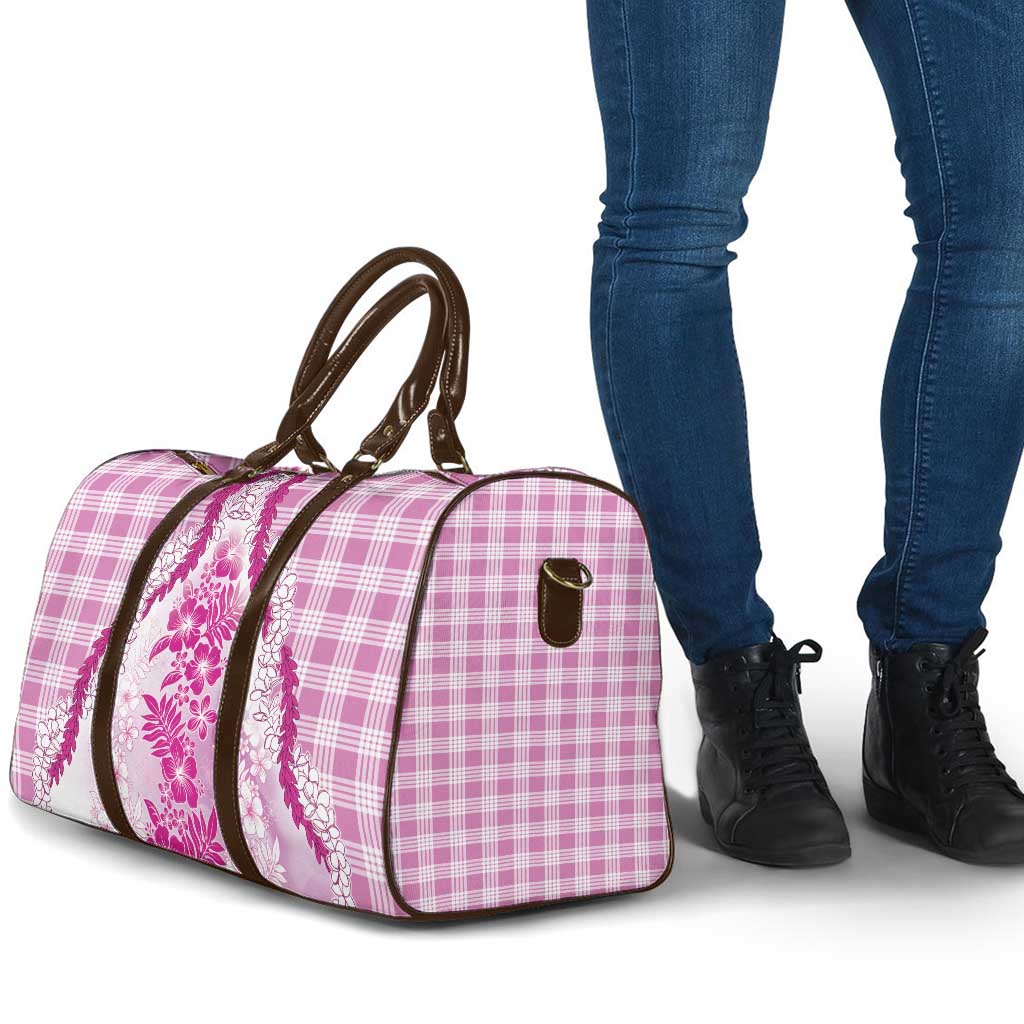 Aloha Hawaii Palaka Travel Bag Pink Plumeria Lei - Polynesian Pride