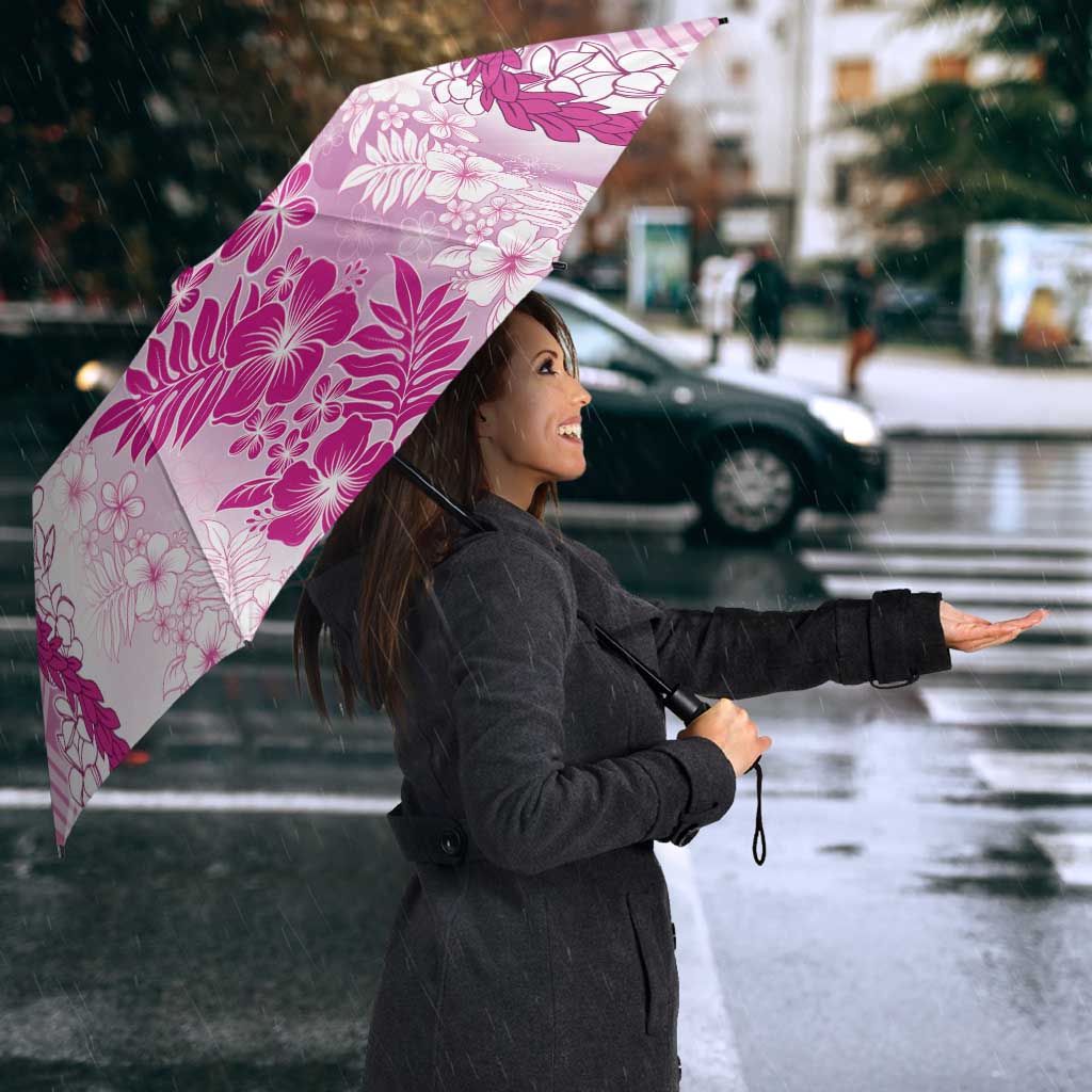 Aloha Hawaii Palaka Umbrella Pink Plumeria Lei - Polynesian Pride