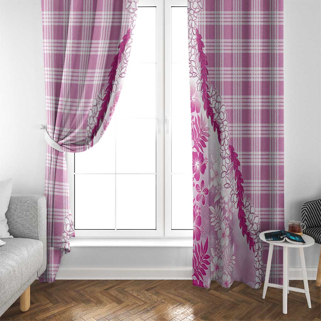 Aloha Hawaii Palaka Window Curtain Pink Plumeria Lei - Polynesian Pride