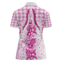 Aloha Hawaii Palaka Women Polo Shirt Pink Plumeria Lei - Polynesian Pride