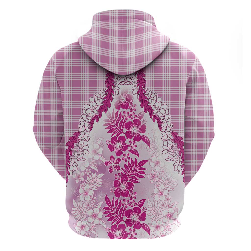 Aloha Hawaii Palaka Zip Hoodie Pink Plumeria Lei LT05 - Polynesian Pride