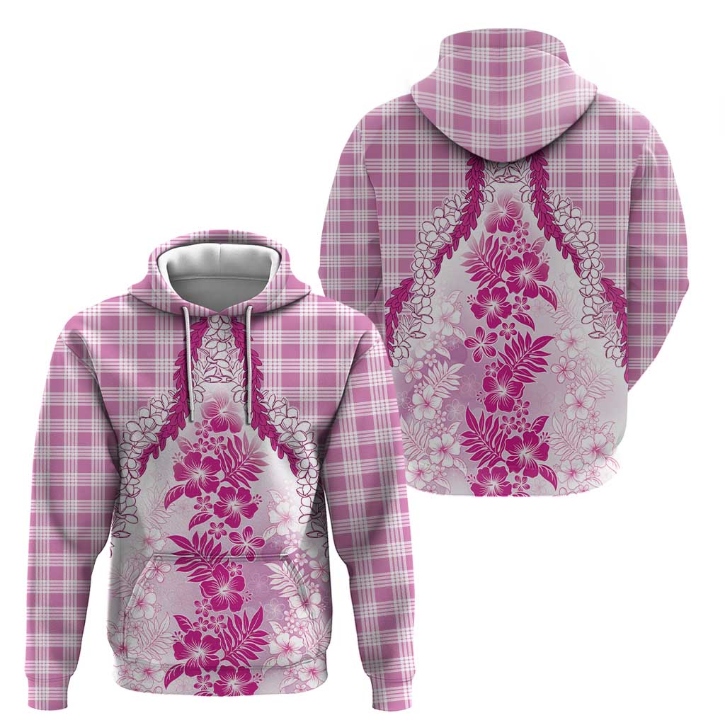 Aloha Hawaii Palaka Zip Hoodie Pink Plumeria Lei LT05 - Polynesian Pride