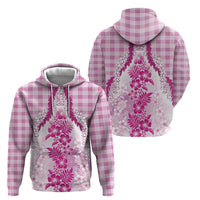 Aloha Hawaii Palaka Zip Hoodie Pink Plumeria Lei LT05 - Polynesian Pride