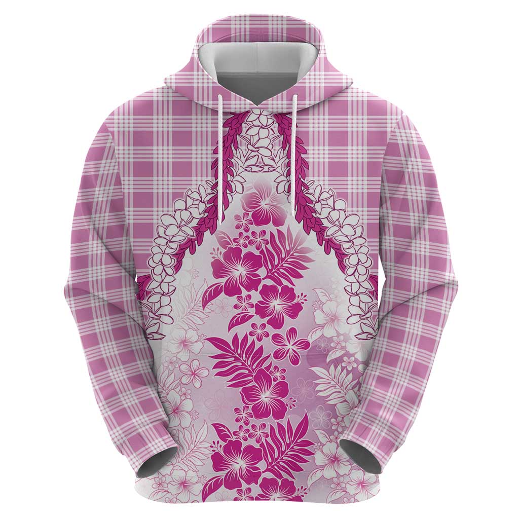 Aloha Hawaii Palaka Zip Hoodie Pink Plumeria Lei LT05 - Polynesian Pride