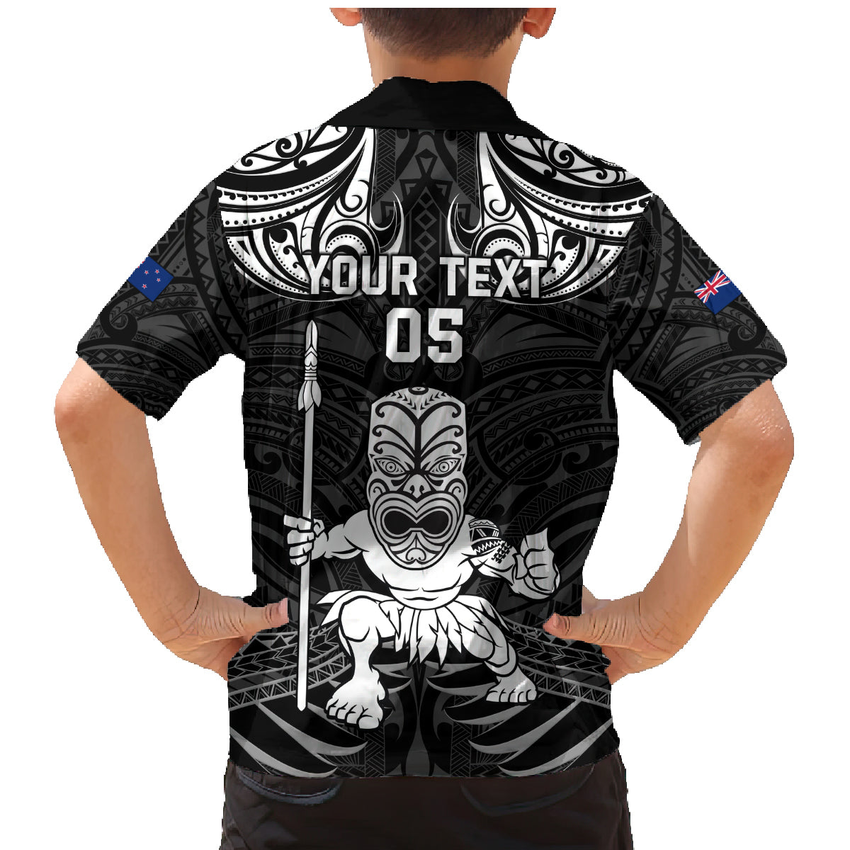 Custom New Zealand Maori Taiaha Family Matching Mermaid Dress and Hawaiian Shirt Tiki Warrior Black LT05 - Polynesian Pride