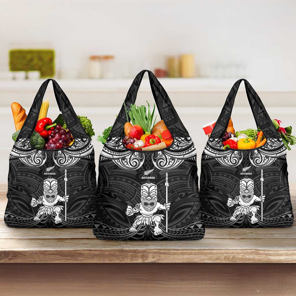 New Zealand Maori Taiaha Grocery Bag Tiki Warrior Black