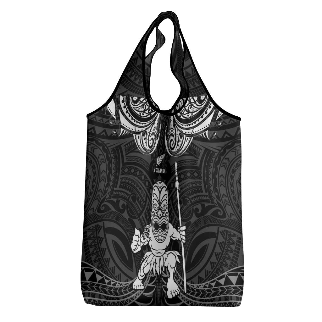 New Zealand Maori Taiaha Grocery Bag Tiki Warrior Black
