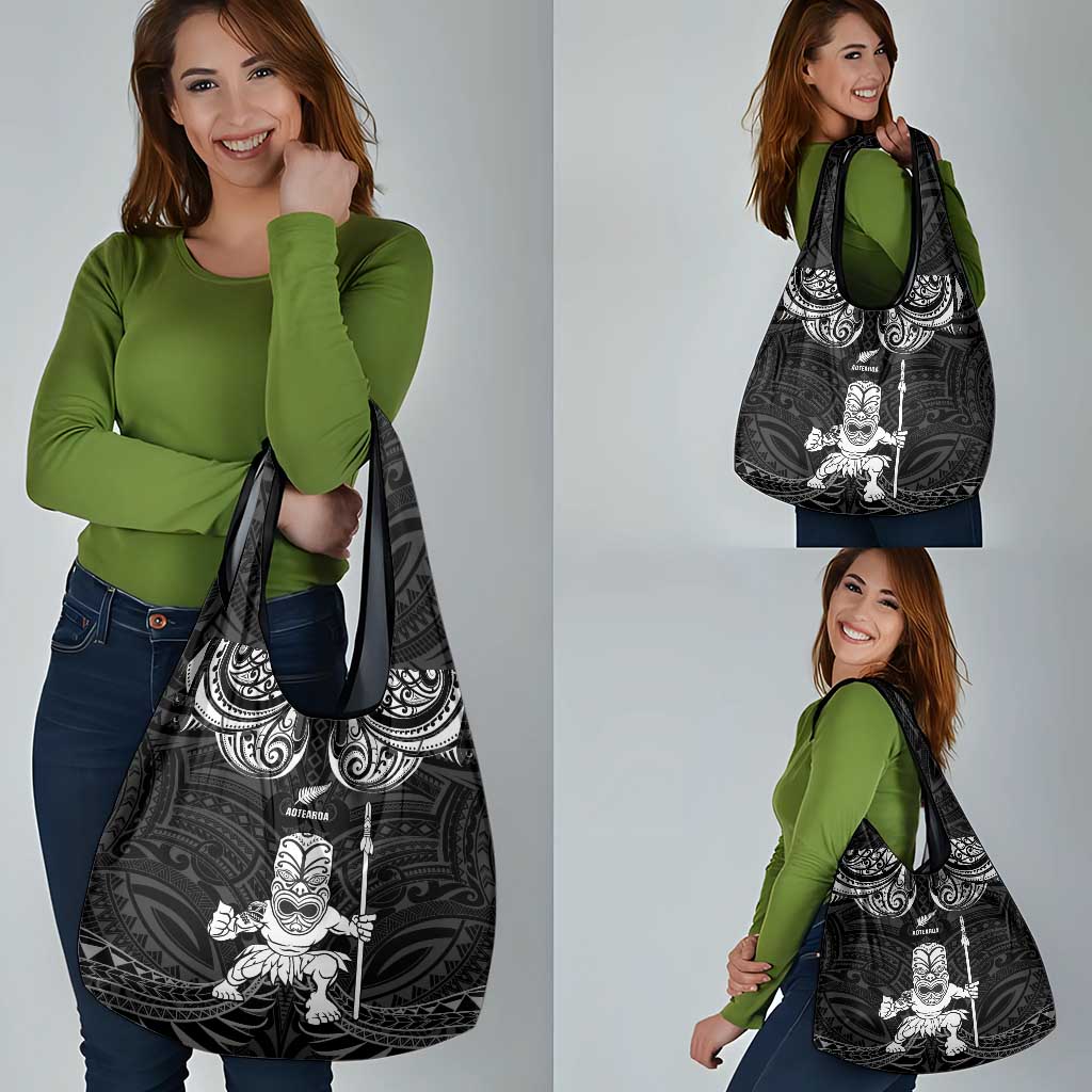 New Zealand Maori Taiaha Grocery Bag Tiki Warrior Black