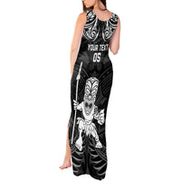 Custom New Zealand Maori Taiaha Tank Maxi Dress Tiki Warrior Black LT05 - Polynesian Pride