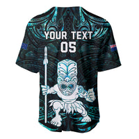 Custom New Zealand Maori Taiaha Baseball Jersey Tiki Warrior Paua Shell LT05 - Polynesian Pride