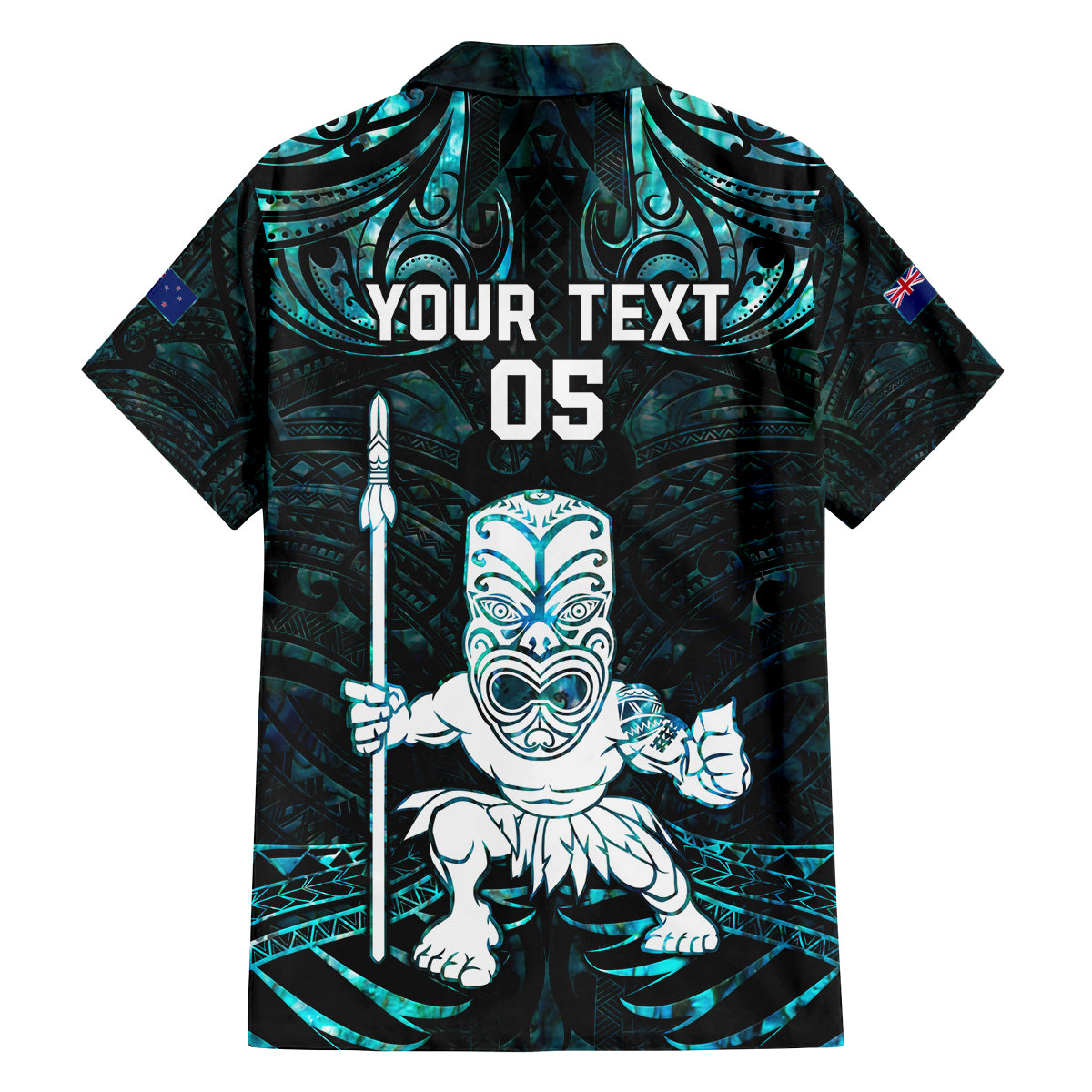 Custom New Zealand Maori Taiaha Family Matching Off Shoulder Long Sleeve Dress and Hawaiian Shirt Tiki Warrior Paua Shell LT05 - Polynesian Pride