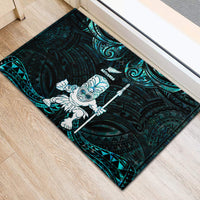 New Zealand Maori Taiaha Rubber Doormat Tiki Warrior Paua Shell LT05 - Polynesian Pride