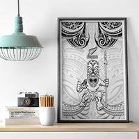 New Zealand Maori Taiaha Canvas Wall Art Tiki Warrior White LT05 - Polynesian Pride