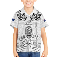 Custom New Zealand Maori Taiaha Kid Hawaiian Shirt Tiki Warrior White LT05 Kid White - Polynesian Pride
