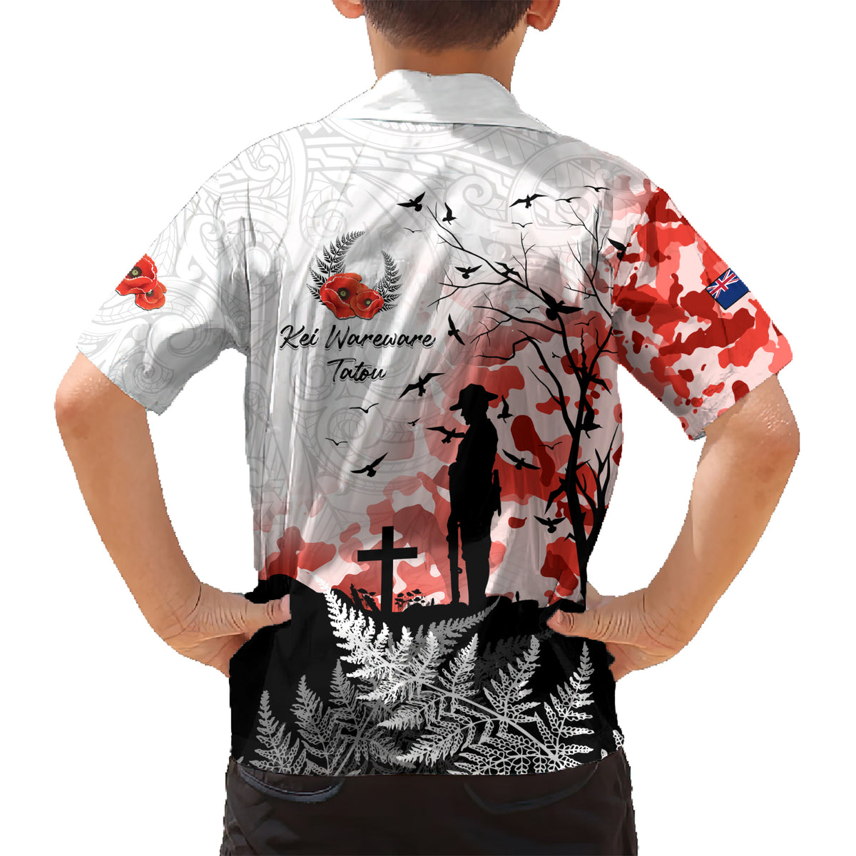 Kei Wareware Tatou New Zealand ANZAC Day Family Matching Short Sleeve Bodycon Dress and Hawaiian Shirt Lest We Forget LT05 - Polynesian Pride
