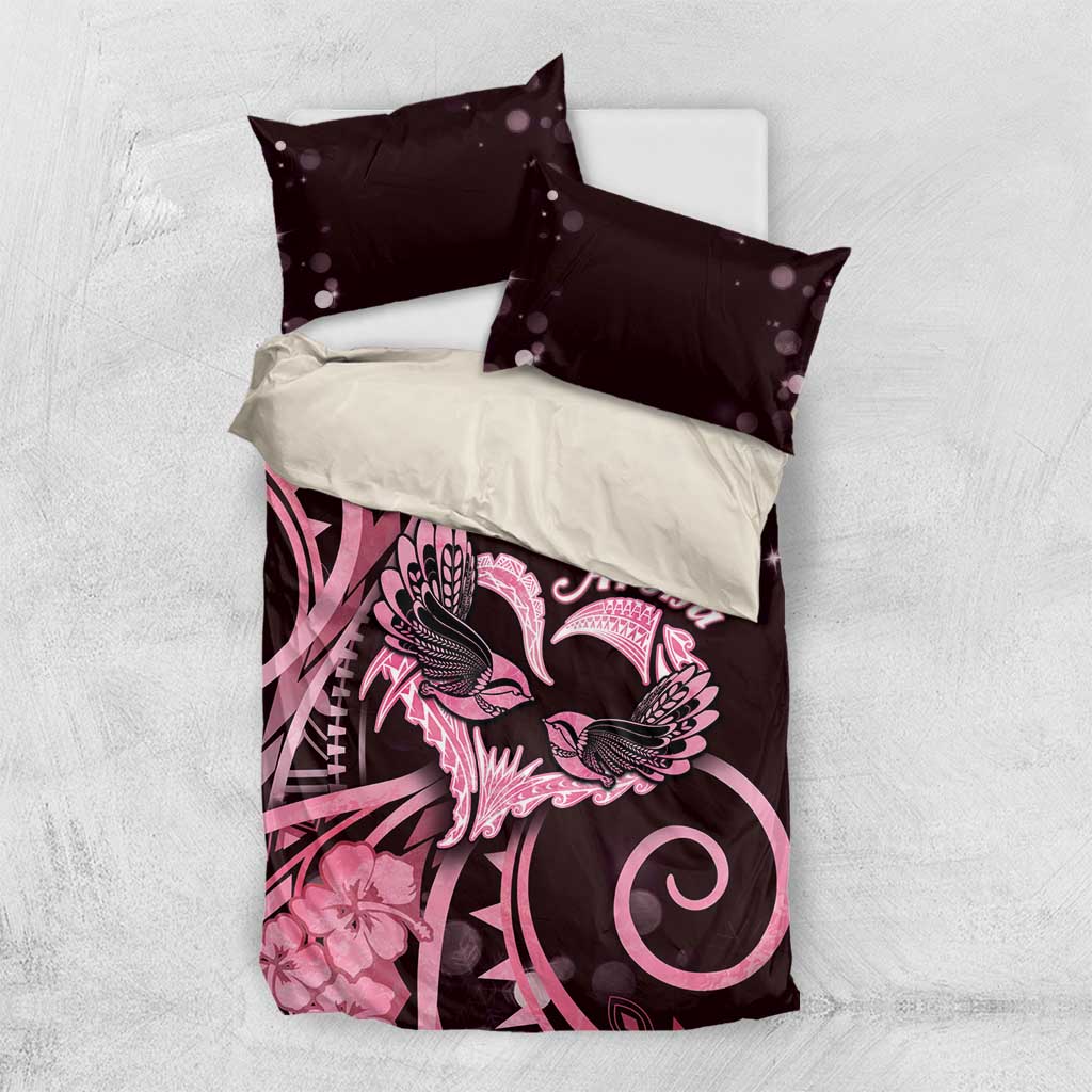 New Zealand Valentine Bedding Set Aroha Sweet Pink Piwakawaka