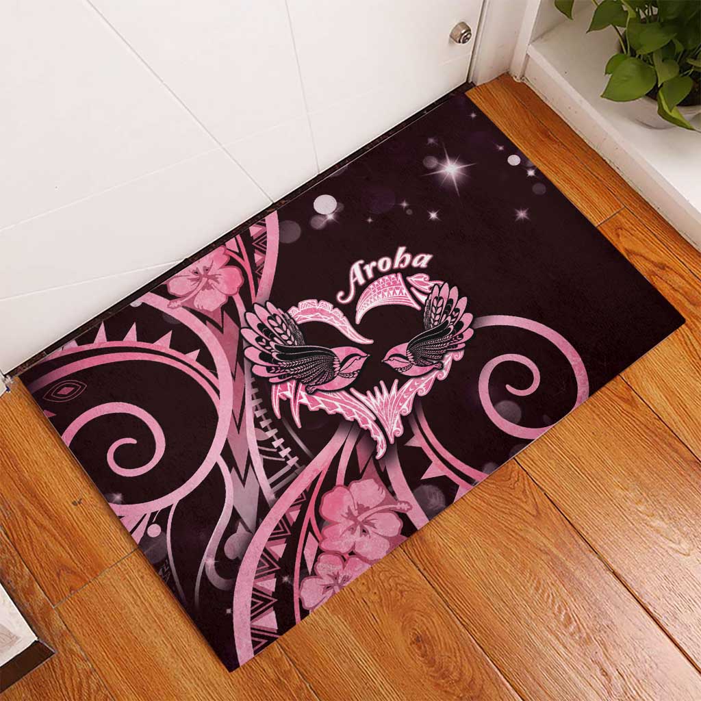 New Zealand Valentine Rubber Doormat Aroha Sweet Pink Piwakawaka
