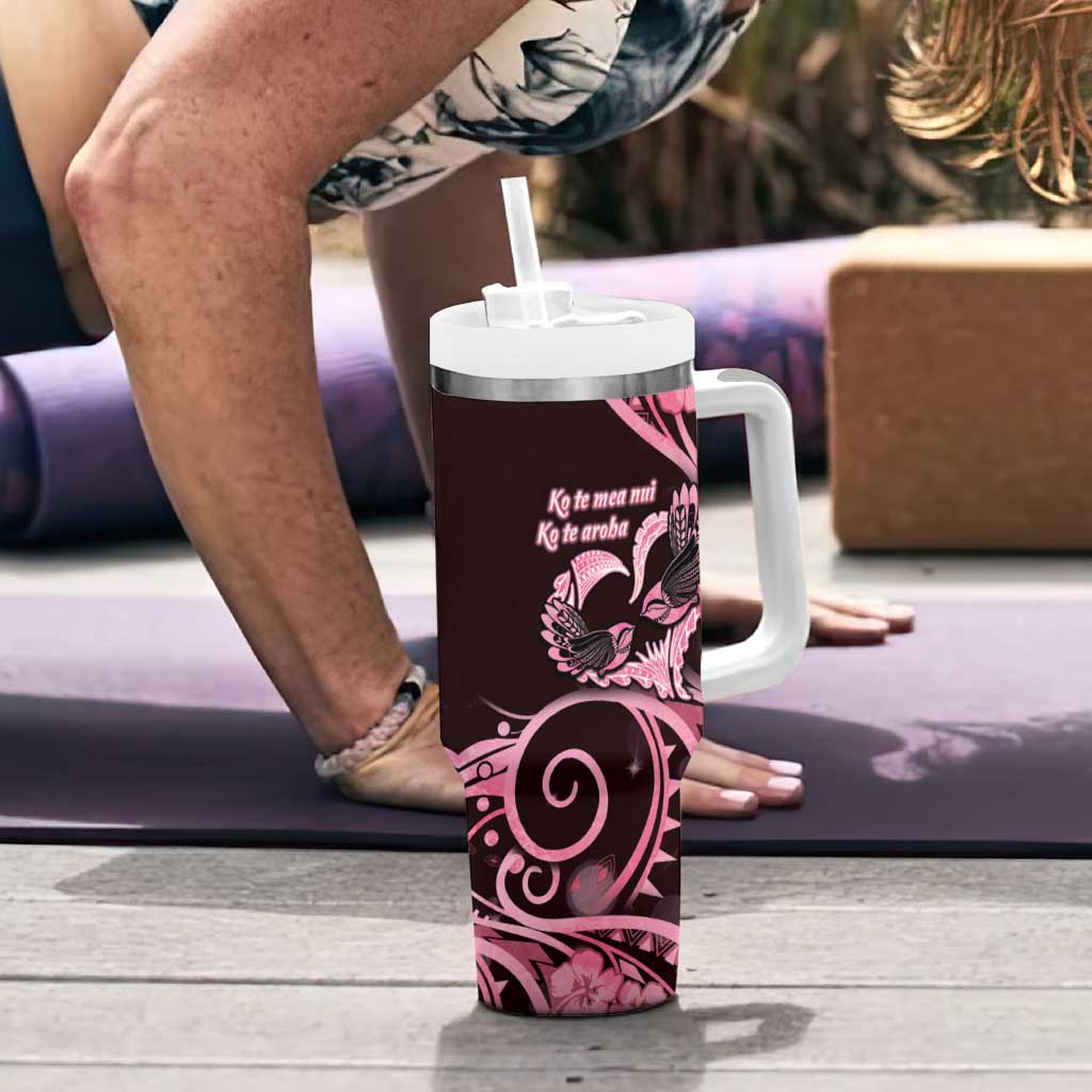 New Zealand Valentine Tumbler With Handle Aroha Sweet Pink Piwakawaka