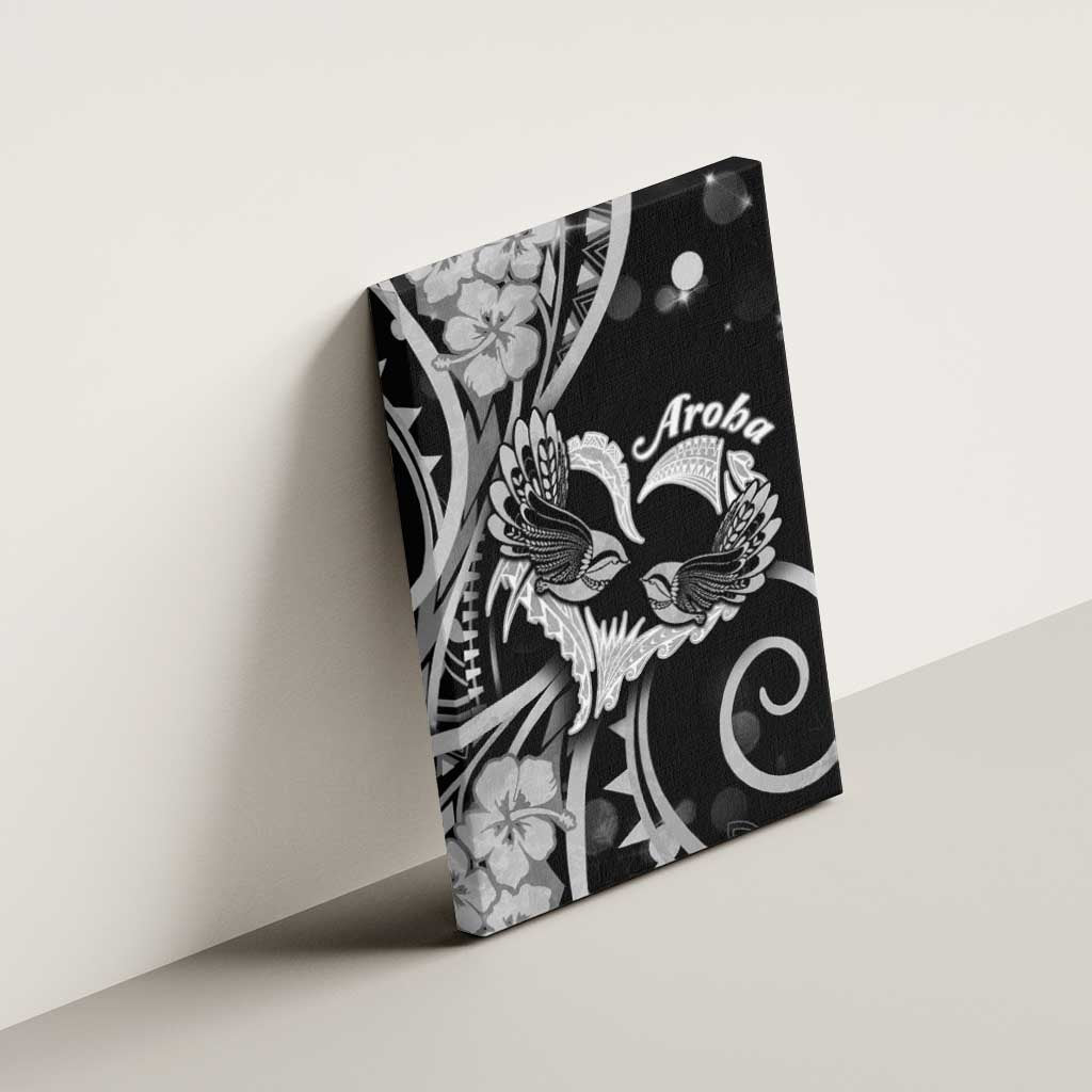 New Zealand Valentine Canvas Wall Art Aroha Gray Piwakawaka