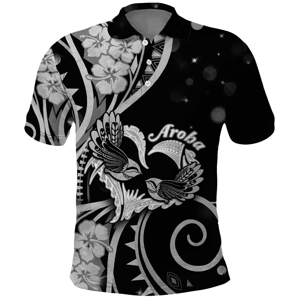 New Zealand Valentine Polo Shirt Aroha Gray Piwakawaka LT05 Gray - Polynesian Pride