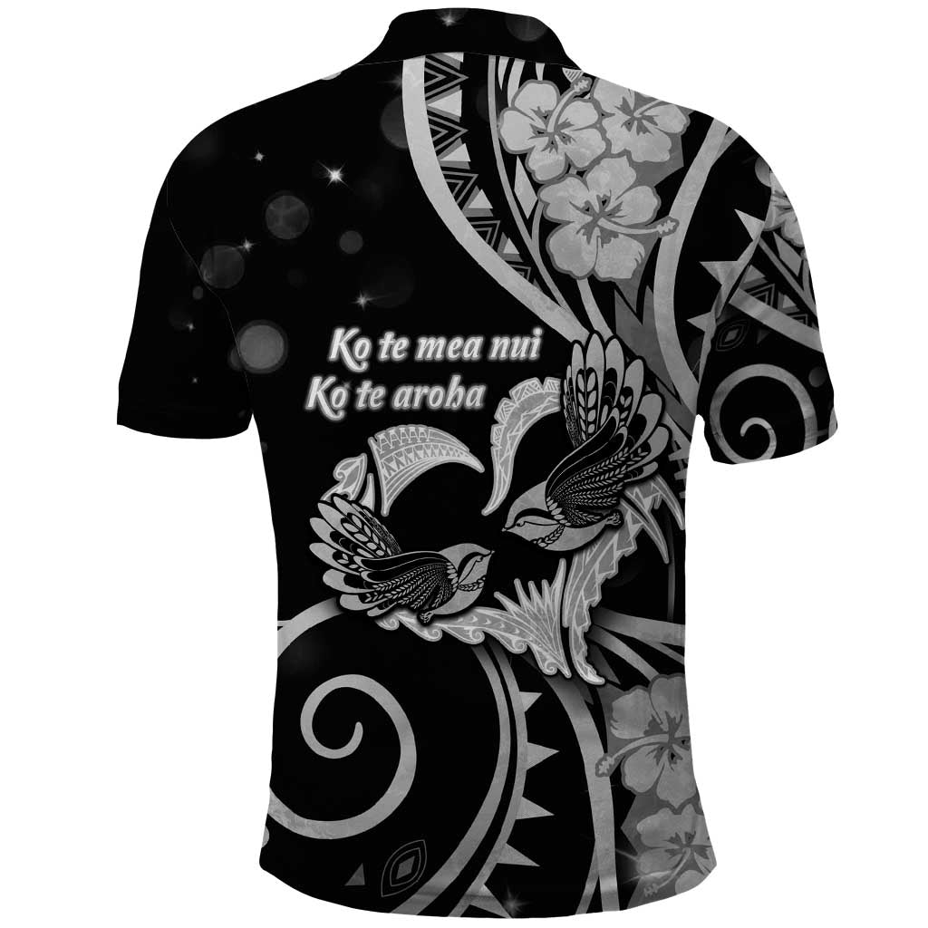 New Zealand Valentine Polo Shirt Aroha Gray Piwakawaka LT05 - Polynesian Pride